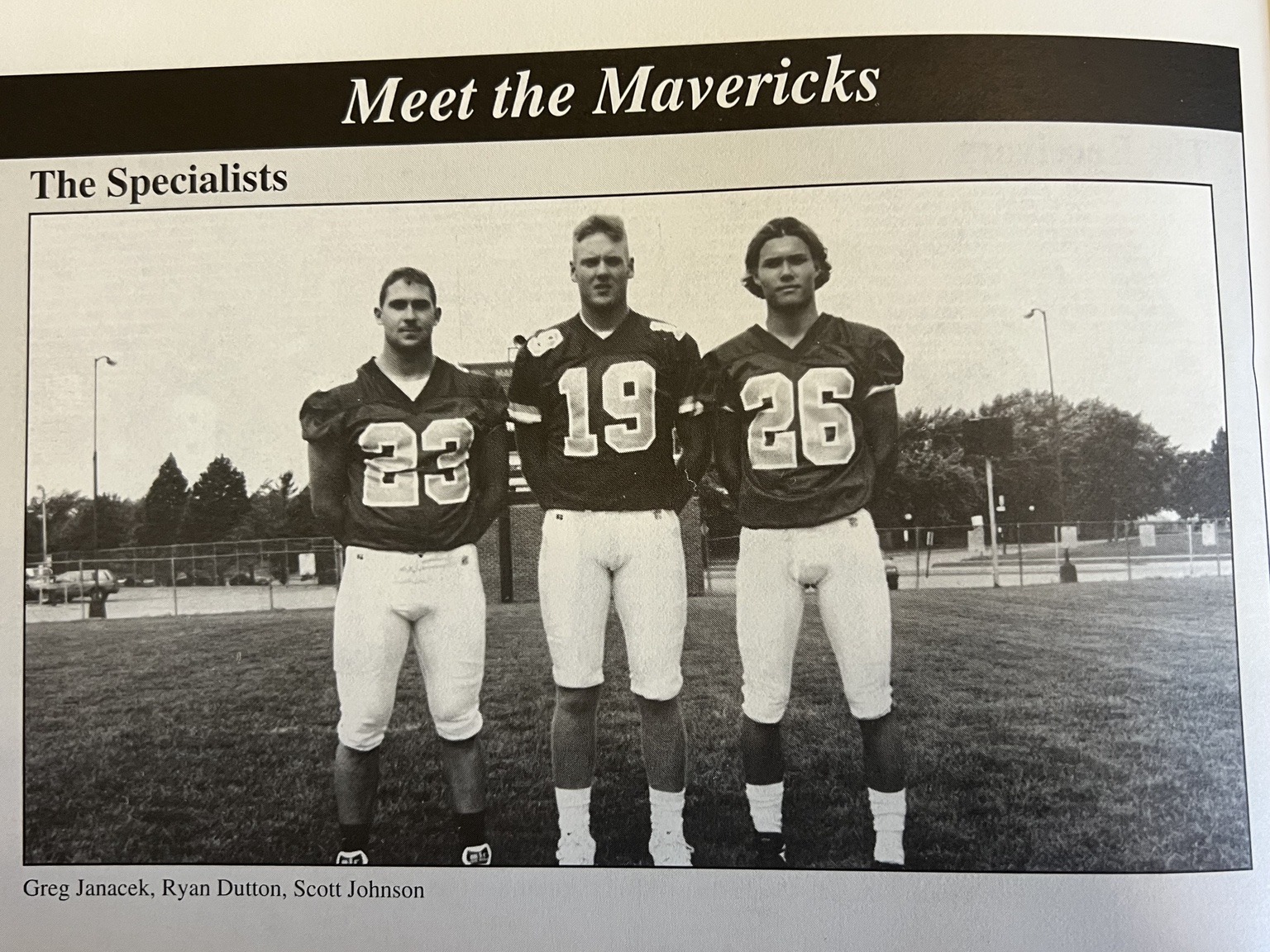 Scott Johnson with fellow Mankato State football specialists